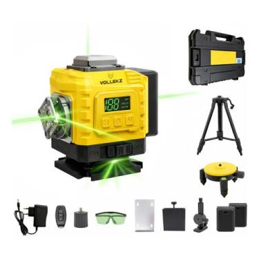 Imagem de Nível Laser 12 Linhas Verde 4d Com Tripé 2 Baterias Vollekz
