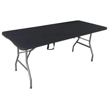 Imagem de Mesa Dobrável Vira Maleta Alça Portátil Preta 1,80m Nautika