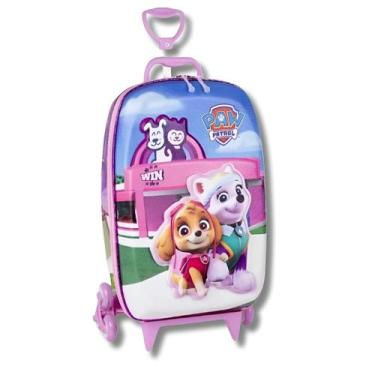 Imagem de Mochila 3D Infantil Patrulha Canina Pet Shop Mala Rodas 360, Rosa