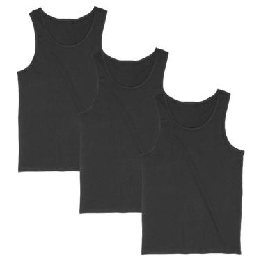 Imagem de Kit 3 Regata Masculina Camiseta Lisa Básica Algodão Regatas-Masculino