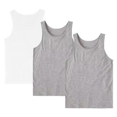 Imagem de Kit 3 Regata Masculina Camiseta Lisa Básica Algodão Regatas-Masculino