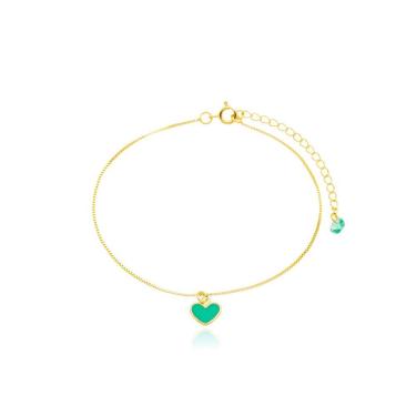 Imagem de Tornozeleira Atraktiva Jóias Veneziana Coração Esmaltado Banhada a Ouro 18k Dourado Fem...