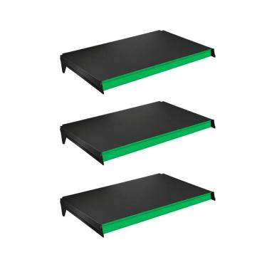 Imagem de Kit 3 Bandejas Prateleiras 40x73 P/gôndola New Plus Preta Porta Etiquetas Verde Escuro...