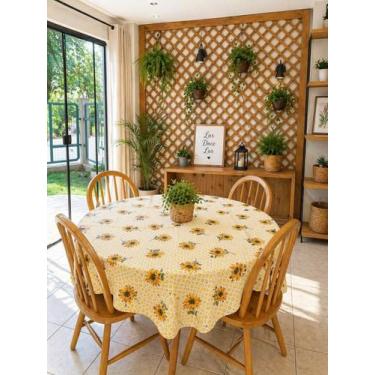 Imagem de Toalha De Mesa Redonda 4 Lugares 1,45m Cor:Girassol - TERRA DECOR, Pal