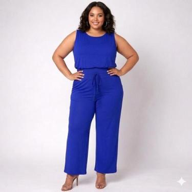 Imagem de Calça Feminina Plus Blessed Conforto E Estilo 6101 -, Azul, G2 (50/52)