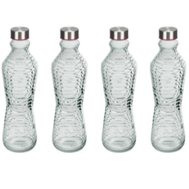 Imagem de KIT 4 GARRAFA SUCO ÁGUA LEITE HOME&CO VIDRO COM TAMPA 1 LITREO 31x9x9cm TRANSPARENTE