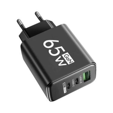 Imagem de Carregador Rápido GaN USB C De 65W, Adaptador De Parede PD3.0 Com 3 Po