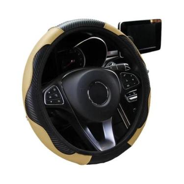 Imagem de Capa De Volante De Carro Em Couro De Fibra De Carbono PU De 14.5-15 Po