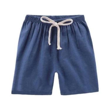 Imagem de Shorts De Linho E Algodão Para Meninos E Meninas, Respirável, Cintura 