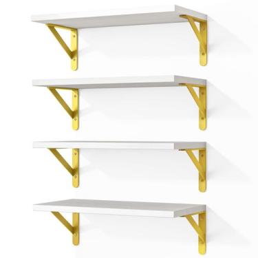 Imagem de Conjunto de 4 Prateleiras Flutuantes Fixwal de Madeira Branca 42 cm