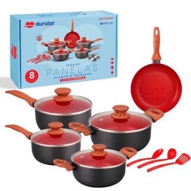 Imagem de Jogo de Panelas Duralar Red Marble 8 Peças Alumínio