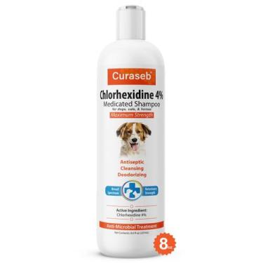 Imagem de Shampoo para cães e gatos Curaseb com clorexidina 237 ml, uso veteriná