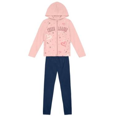 Imagem de Conjunto infantil menina de corações com glitter Brandili, Rosa, 14