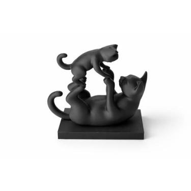 Imagem de Gato Filhote Fêmea Macho Escultura Pet Decoração Presente Cor:Preto - 