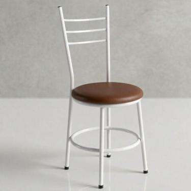 Imagem de Cadeira De Jantar Cozinha Tubular Aço Liz Estrutura Branca:Marrom - Lo