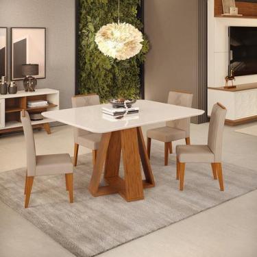 Imagem de Conjunto Sala de Jantar Mesa 120cm Tampo de Vidro/MDF Kiara com 4 Cade