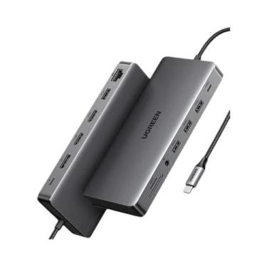Imagem de Hub USB-C Triplo Com Display 10Gbps, Adaptador HDMI 4K, Dock 8-em-1 Pa