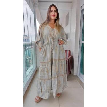 Imagem de Vestido Longo Indiano Linha Luxo Premium Boho Chic c/ Forro-cod.142 - 