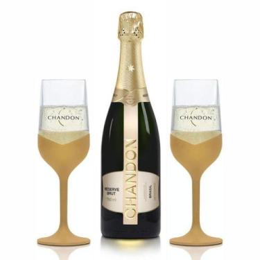 Imagem de Kit Chandon Reserve Brut 750 ml +  2 Taças douradas Personalizadas