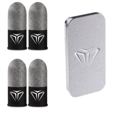 Imagem de Luva de Dedo Gamer para Celular Wm Fibra de Prata com Caixa Metálica Ajuste para Polega...