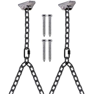 Imagem de BeneLabel Kit de Corrente de Balanço para Varanda Resistente com Cabides Silenciosos, Ferragens de Cadeira de Rede para Cadeiras Suspensas Internas/Externas, Sacos de Pancadas e Muito Mais, Fácil Inst