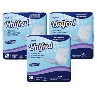 Imagem de Kit Absorvente Adulto Para Incontinencia Unifral (3 Pctc/20)