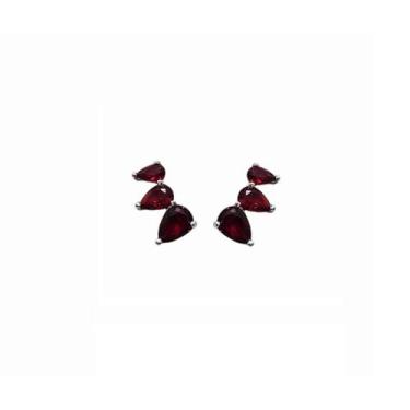 Imagem de Mini ear cuff três gotas rubi banhado a ródio branco - VIDIÈ