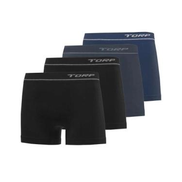 Imagem de Kit 4 Cuecas Boxer Microfibra Sem Costura Adulto Torp 8011, Preto, Pre