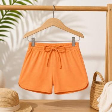 Imagem de Short Infantil Menina Cinti Leve em Malha UV, Laranja, 6