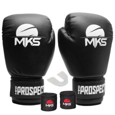 Imagem de Kit luva de boxe muay thai kickboxing prospect preto + bandagem 2,55m 