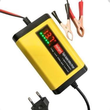 Imagem de Carregador de Bateria Amarelo Automotivo Inteligente c/Display 12V par
