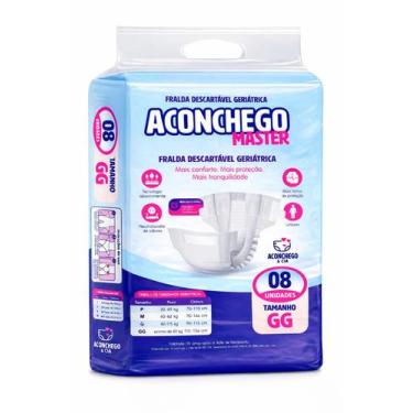 Imagem de Fralda Geriátrica Aconchego GG 8 Unid Descartável Adulto, Confortável,