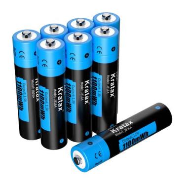 Imagem de Bateria Recarregável Kratax AAA 1100mWh Pacote com 8 Unidades 1,5V