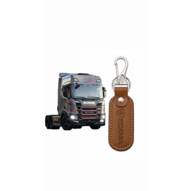 Imagem de Chaveiro SCANIA Marrom material ecológico / Argola Metal . - GENERICO