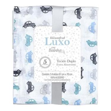Imagem de Fralda de Pano Luxo 5 Unidades Estampada com Bainha Bebê 100% Algodão 