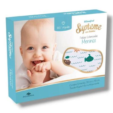 Imagem de Kit Fralda de Pano Bebê 100% Algodão 5 Unidades CAIXA Supreme Incomfra