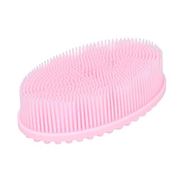 Imagem de Esfregão corporal de silicone, escova de banho rosa suave fácil de espuma para bebês