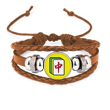 Imagem de un brand Pulseira de couro Mahjong Game vermelha média brinquedo ornamento de joias
