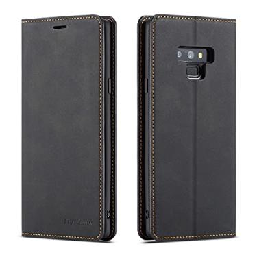 Imagem de LIYONG Capa de celular multifuncional de couro legítimo para Samsung Galaxy Note 9,2 em 1 capa carteira magnética flip capa carteira, capa inferior de TPU com compartimento para cartões (cor: preta)