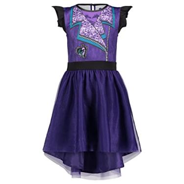 Imagem de Disney Descendants Mal Little Girls Tulle Sequin Cosplay Dress Purple 6-6X