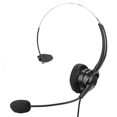 Imagem de Fone de ouvido de telefone RJ9, fone de ouvido de call center ajustável com microfone com cancelamento de ruído, compatível com dispositivos com porta RJ9, adequado para call center, educação on-line,