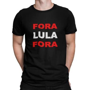 Imagem de Camiseta Camisa Fora Lula Masculina Preto Tamanho:G