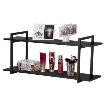 Imagem de Nicho Sala e Quarto Preto com Prateleiras Preto 100cm