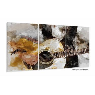Imagem de Quadros Decorativos Musical Violao Sala Quarto 120x60 3 peça