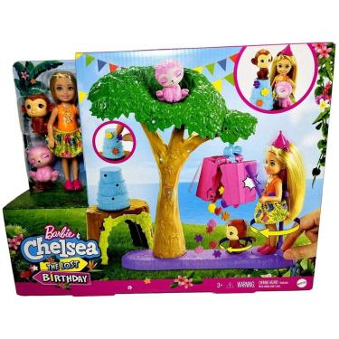 Imagem de Conjunto Festa Aniversário Na Selva - Acompanha Acessórios E Boneca Chelsea - Com Filhotes Pets Macaquinho E Bicho Preguiça - Mattel