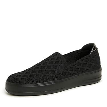 Imagem de Dearfoams Mocassim Sophie feminino sem cadarço leve e confortável, Preto/preto, 37