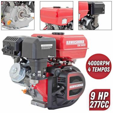 Imagem de Motor Estacionário á Gasolina Kawashima GE900 9HP 277cc 4 Tempos Ideal Para Rabetas de Barcos