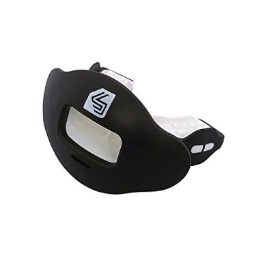 Imagem de Shock Doctor Protetor labial, protetor bucal para adultos e jovens com alça, bocal de futebol de abertura larga respirável para jovens e adultos OSFA, Shock Doctor Mouth Guards, fluxo de ar máximo
