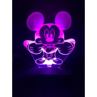 Imagem de Luminária Led, Mickey Mouse, 16 Cores+Controle, Mickey, Abajur, Decora