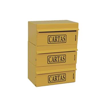 Imagem de Caixa Correio Condomínio Frontal Para Muro Amarela 3 Módulos